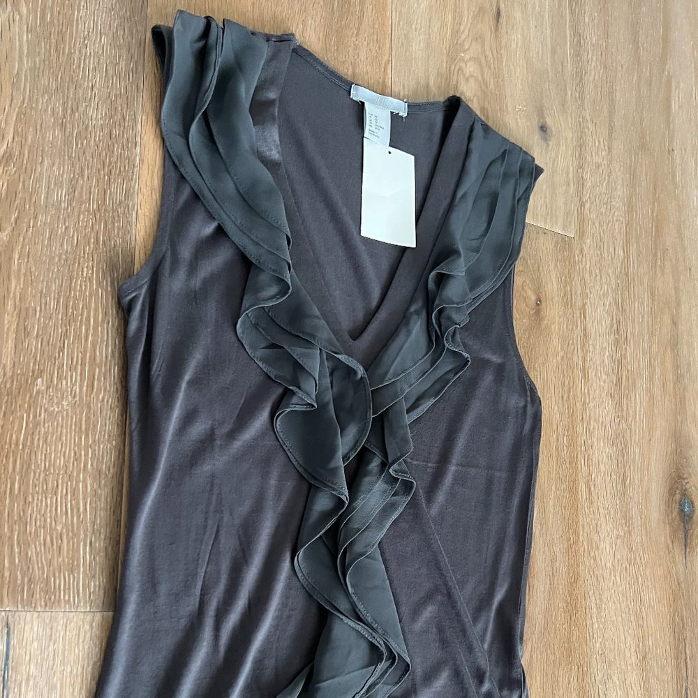 H&M Ruffle Sleeveless Top Gray NWT - Picture 4 of 8